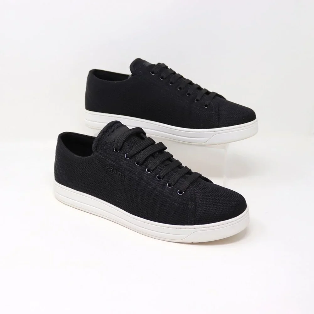 Prada 41 Black Sneaker Mesh Knit Fabric 3E6187 - Picture 4 of 12